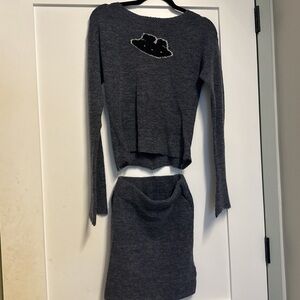 Zemeta Gray Knit Skirt Set